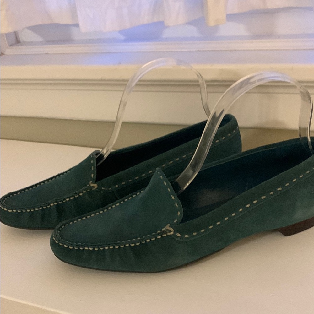 Ellen Tracy Teal Green Suede Driving Loafers